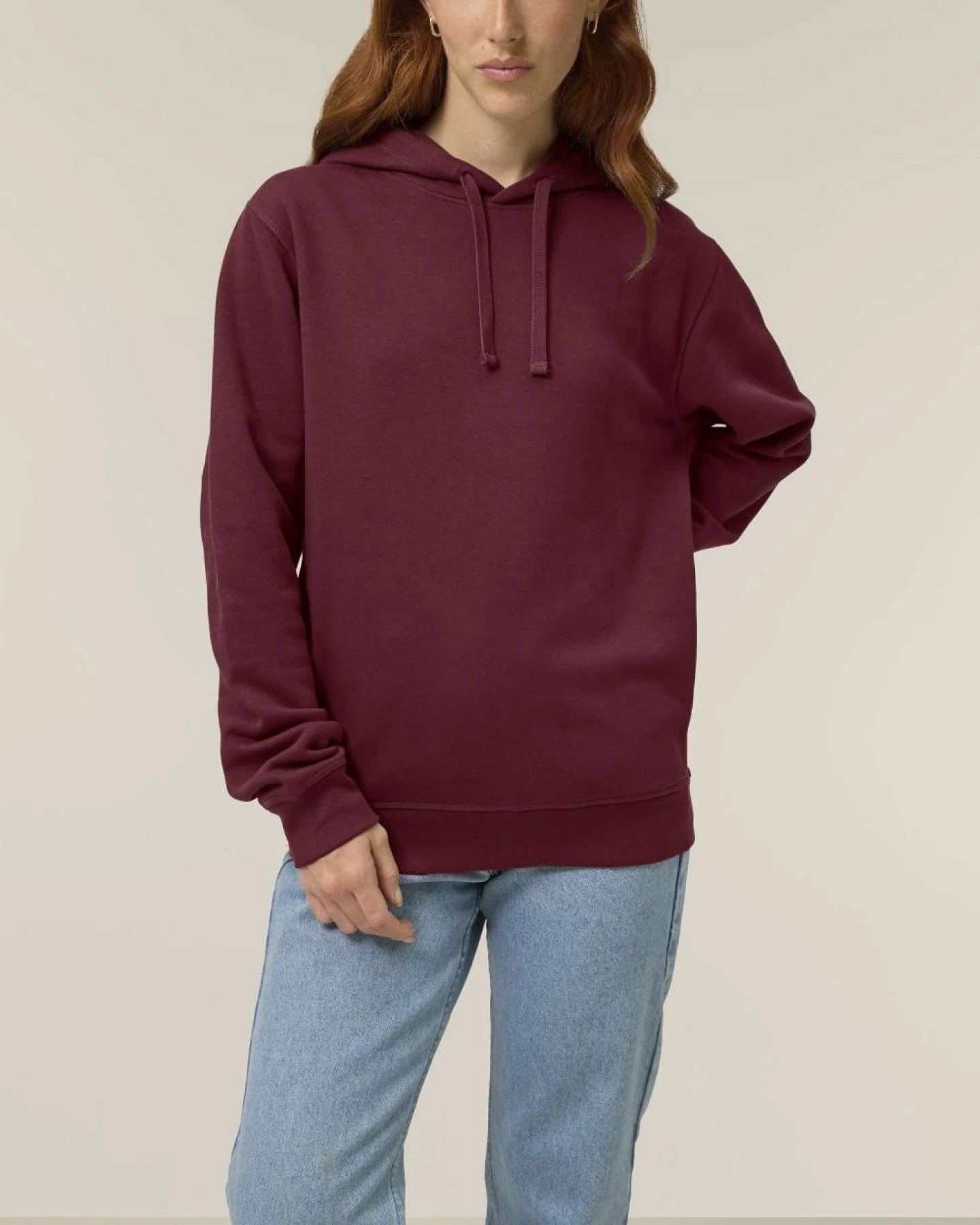 UNIPOLAR Herren vegan Hoodie Sound Burgundy – Ansicht 2
