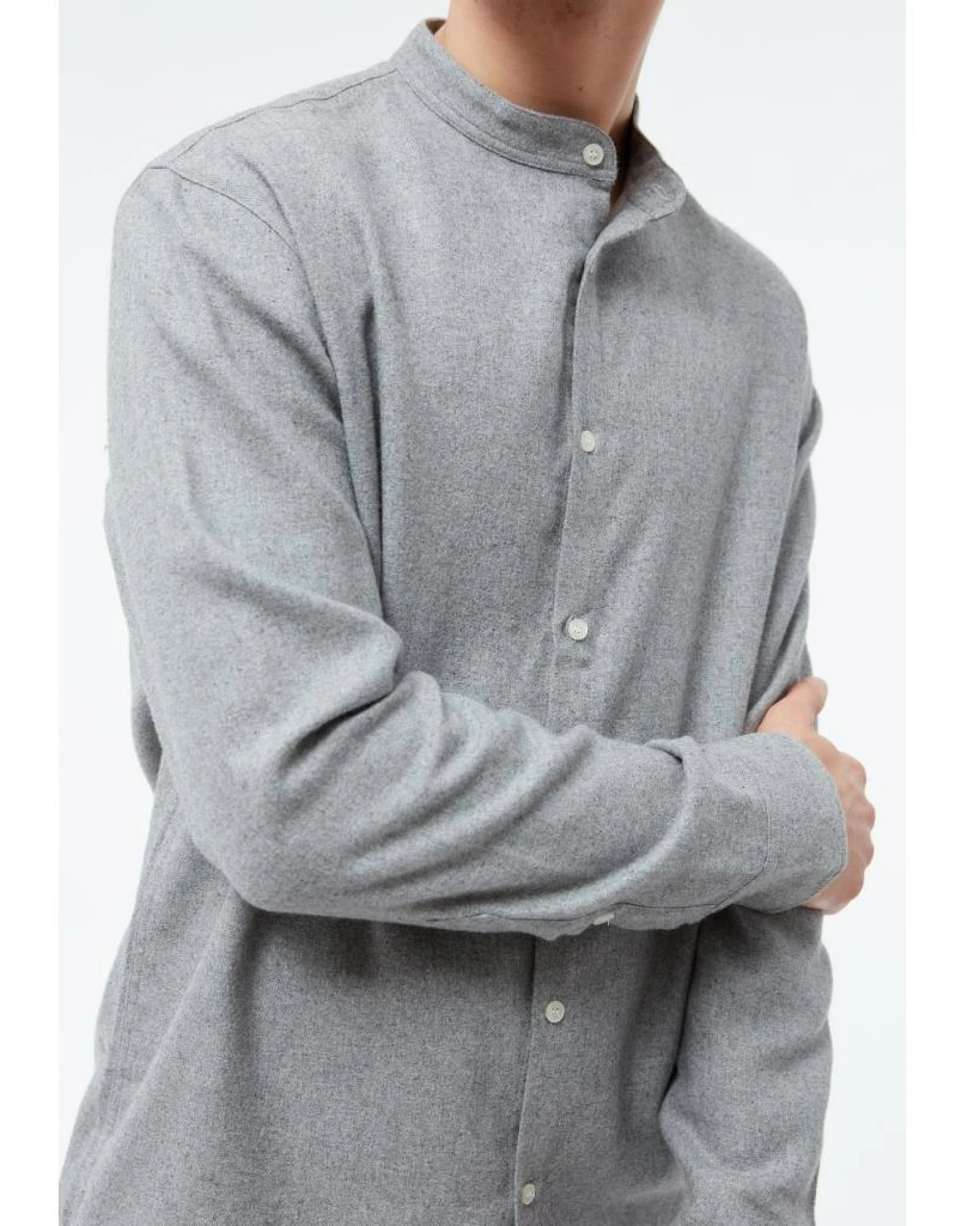 Givn Herren vegan Hemd Flanell Stehkragen Wes Mittelgrau – Ansicht 2
