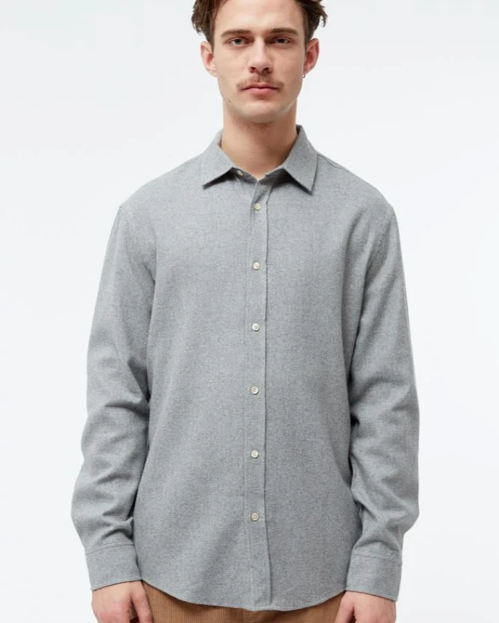 Givn Herren vegan Hemd Flanell John Mittelgrau