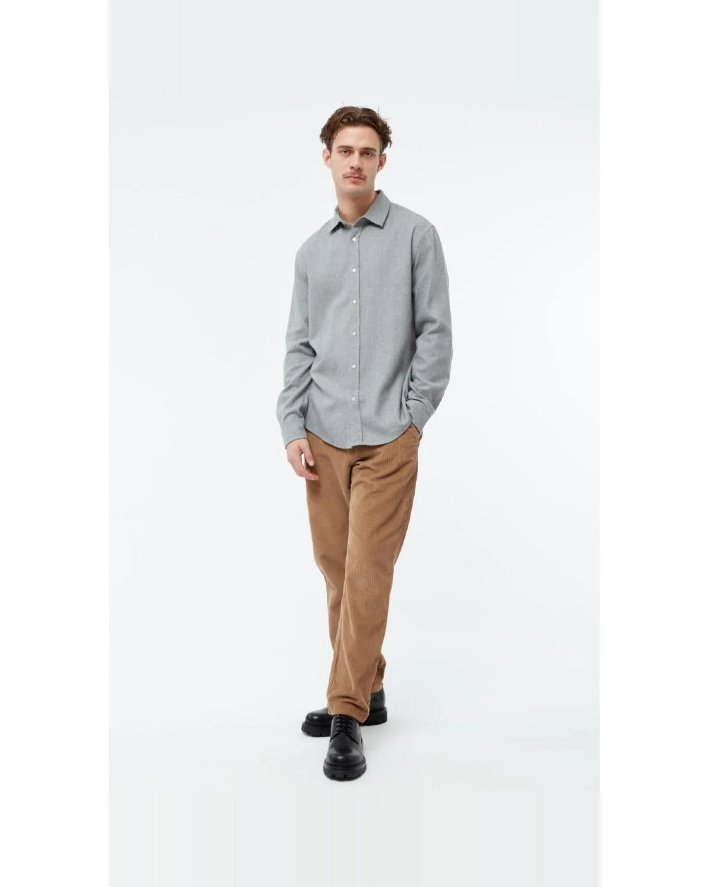 Givn Herren vegan Hemd Flanell John Mittelgrau – Ansicht 2