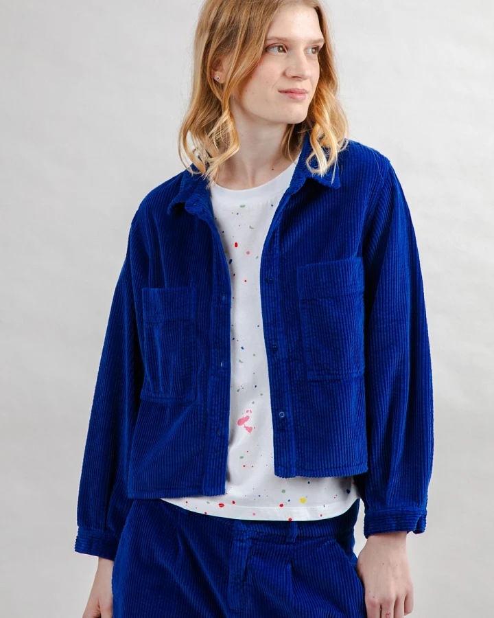 Overshirt Cord Boxy Blau