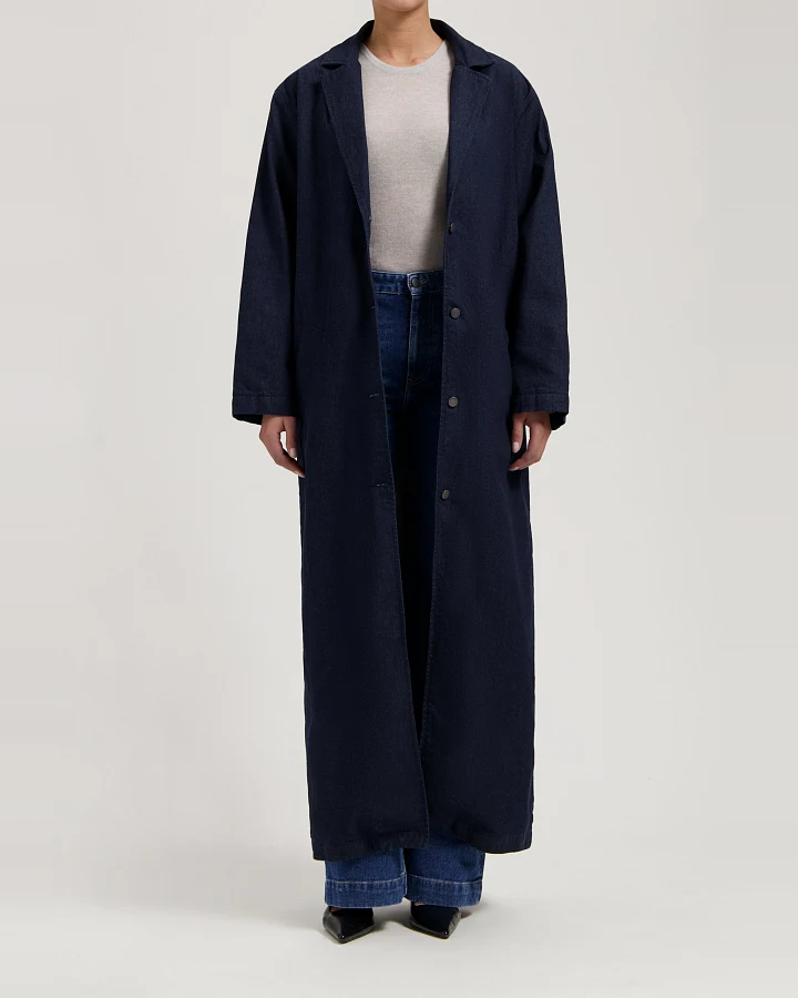 MUD Jeans Damen vegan Trenchcoat Elin Rinse Dunkelblau