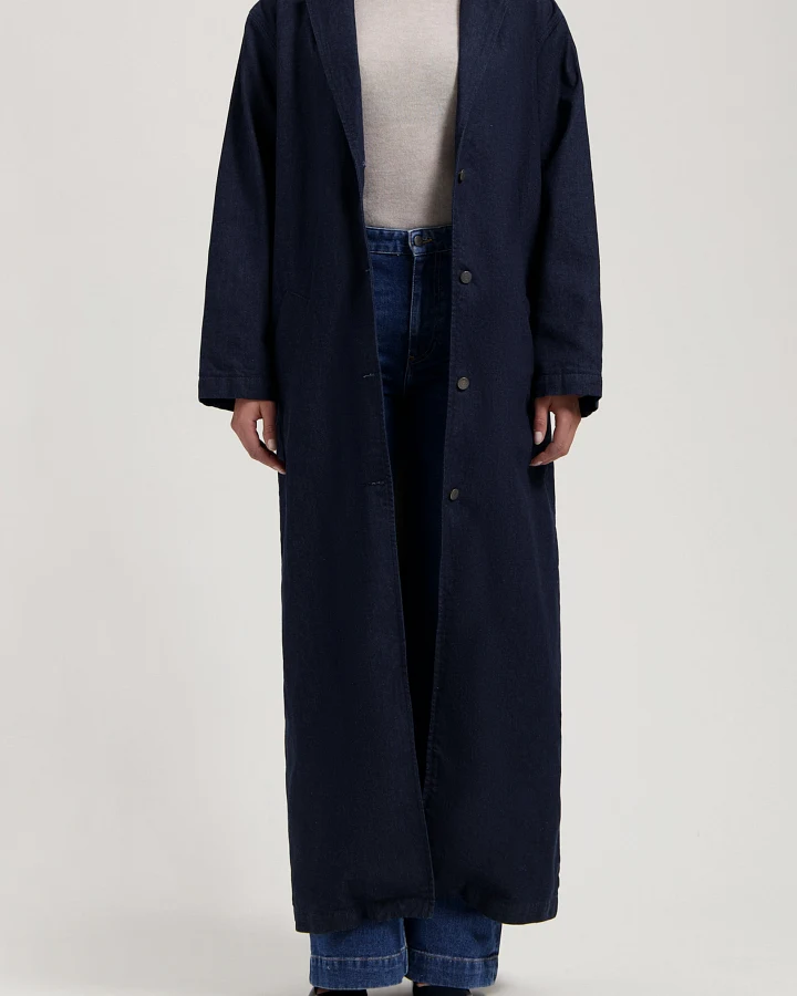 MUD Jeans Damen vegan Trenchcoat Elin Rinse Dunkelblau
