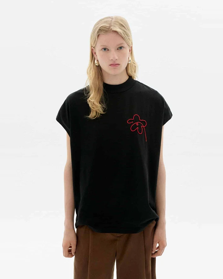 T-Shirt Basic Volta Flower Schwarz