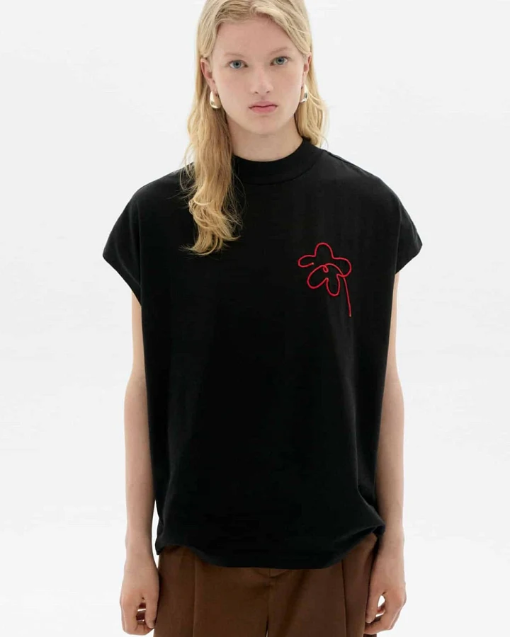 T-Shirt Basic Volta Flower Schwarz