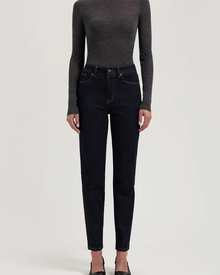 MUD Jeans Damen vegan Jeans High Tapered Mams Strong Blau