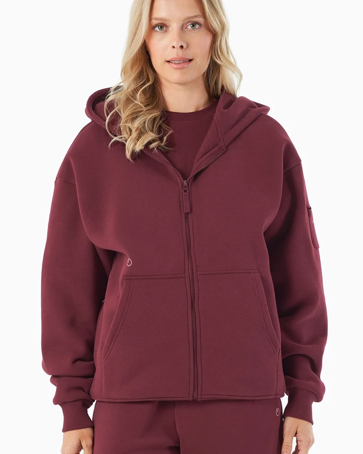 ORGANICATION Herren vegan Hoodie Mit Reißverschluss Jenna Bordeaux
