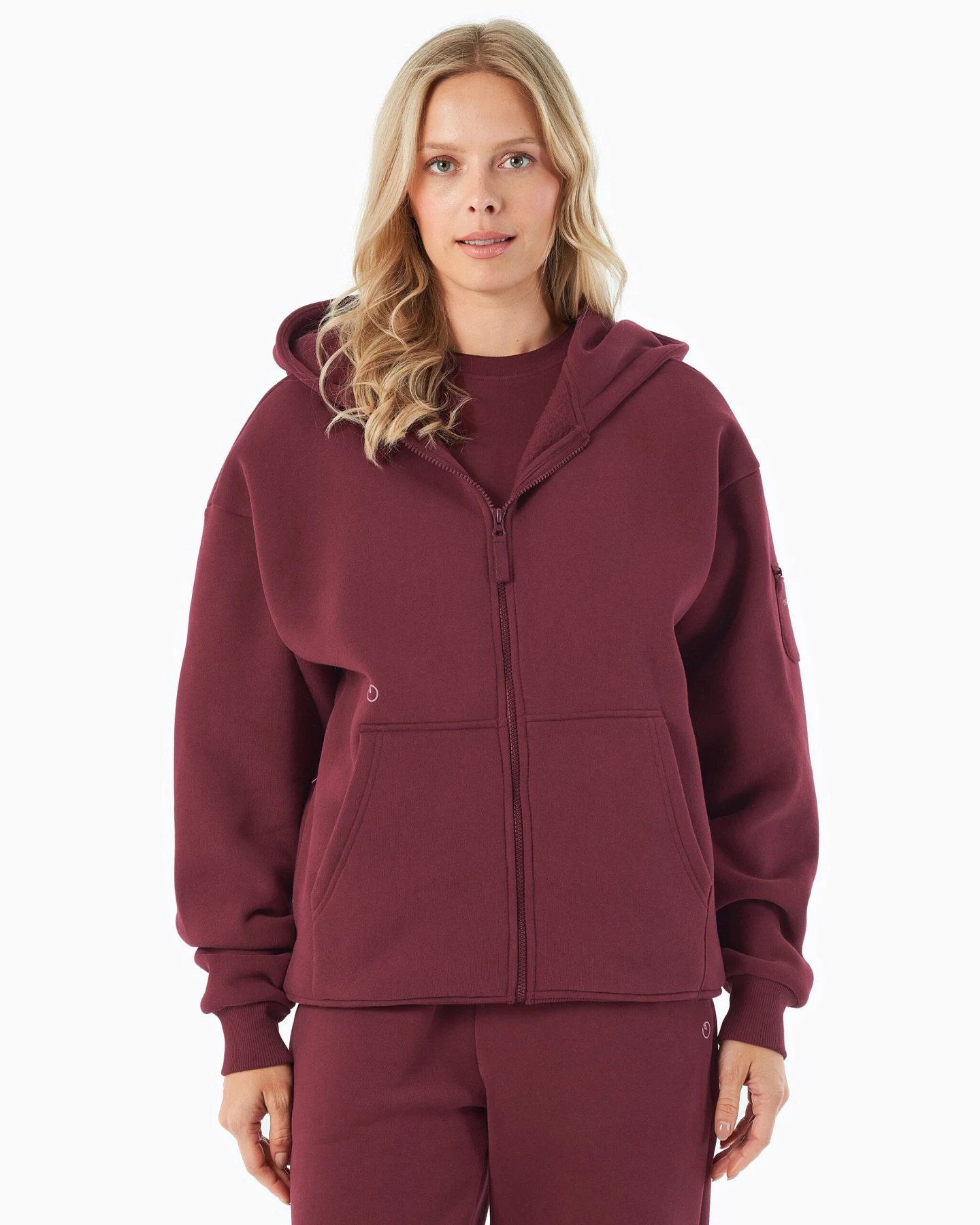 ORGANICATION Herren vegan Hoodie Mit Reißverschluss Jenna Bordeaux – Ansicht 2