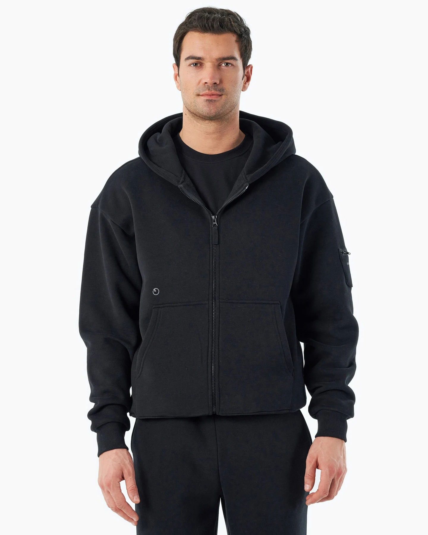 ORGANICATION Herren vegan Hoodie Full Zip Jenna Schwarz – Ansicht 2