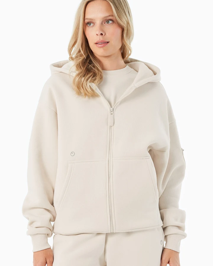 ORGANICATION Herren vegan Hoodie Mit Reißverschluss Jenna Cremefarben