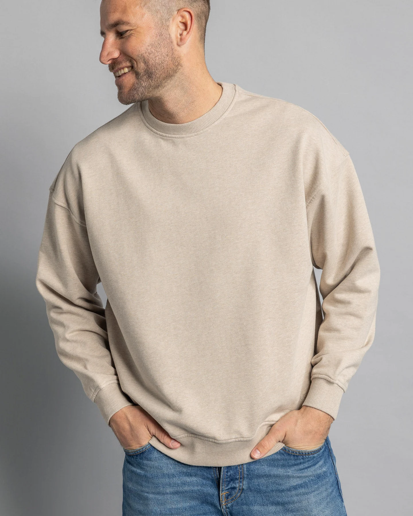 DIRTS Herren vegan Sweatshirt Oversized Crewneck Desert Beige – Ansicht 2