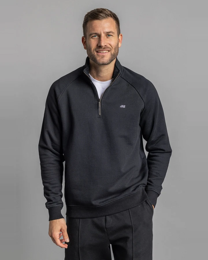 DIRTS Herren vegan Pullover Quarter Zip Raglan Schwarz