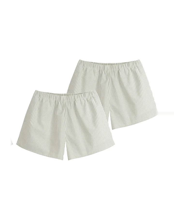 MELA Damen vegan Multipack 2x Pyjama Shorts Bundle Style Vanika Thymian/Weiß Gestreift