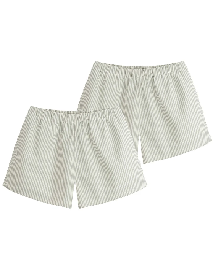 MELA Damen vegan Multipack 2x Pyjama Shorts Bundle Style Vanika Thymian/Weiß Gestreift