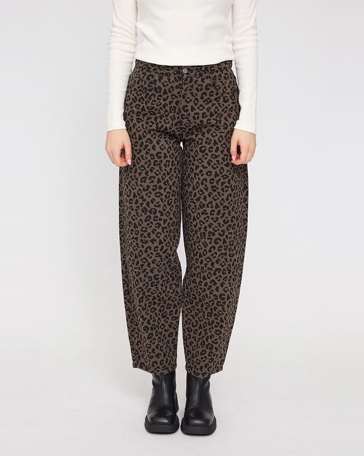 Hose Denim Leo Barrel Braun