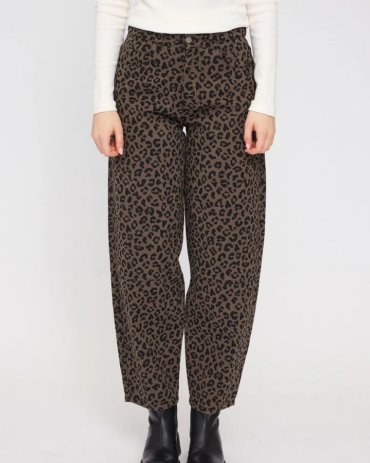 Hose Denim Leo Barrel Braun