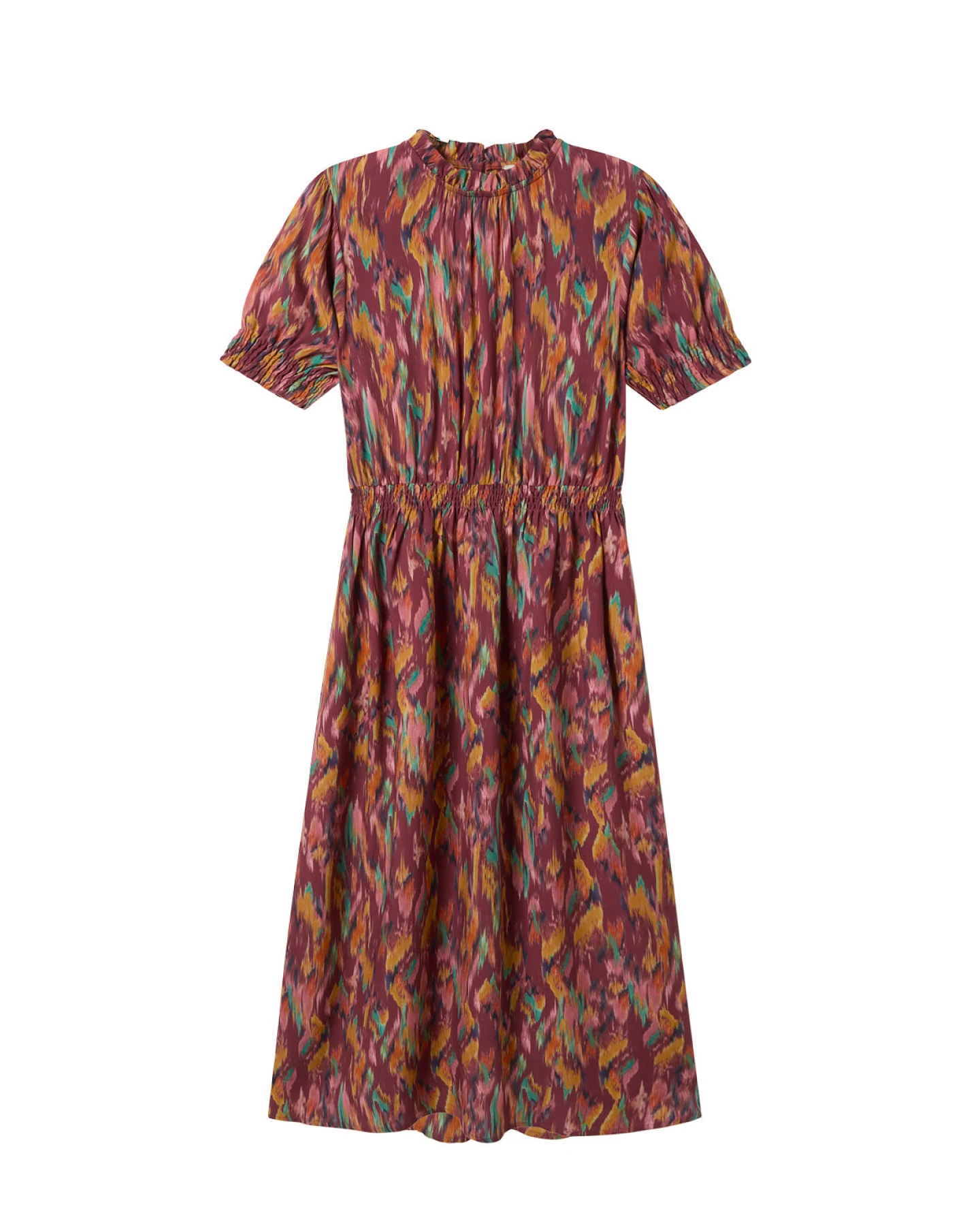 TWOTHIRDS Damen vegan Kleid Grassholm Ikat Print Rot – Ansicht 2