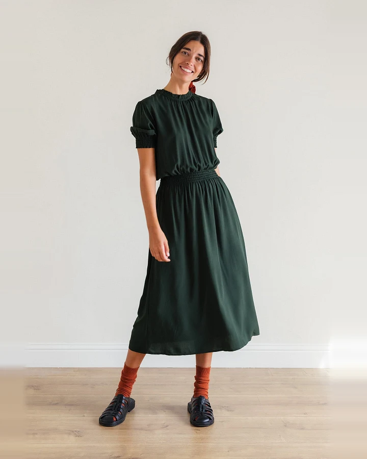 TWOTHIRDS Damen vegan Kleid Grassholm Dunkelgrün