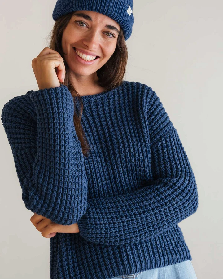 TWOTHIRDS Damen vegan Pullover Valverde Altblau