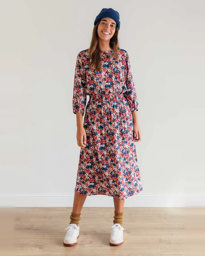 TWOTHIRDS Damen vegan Kleid Holzendorf Flower Garden Print