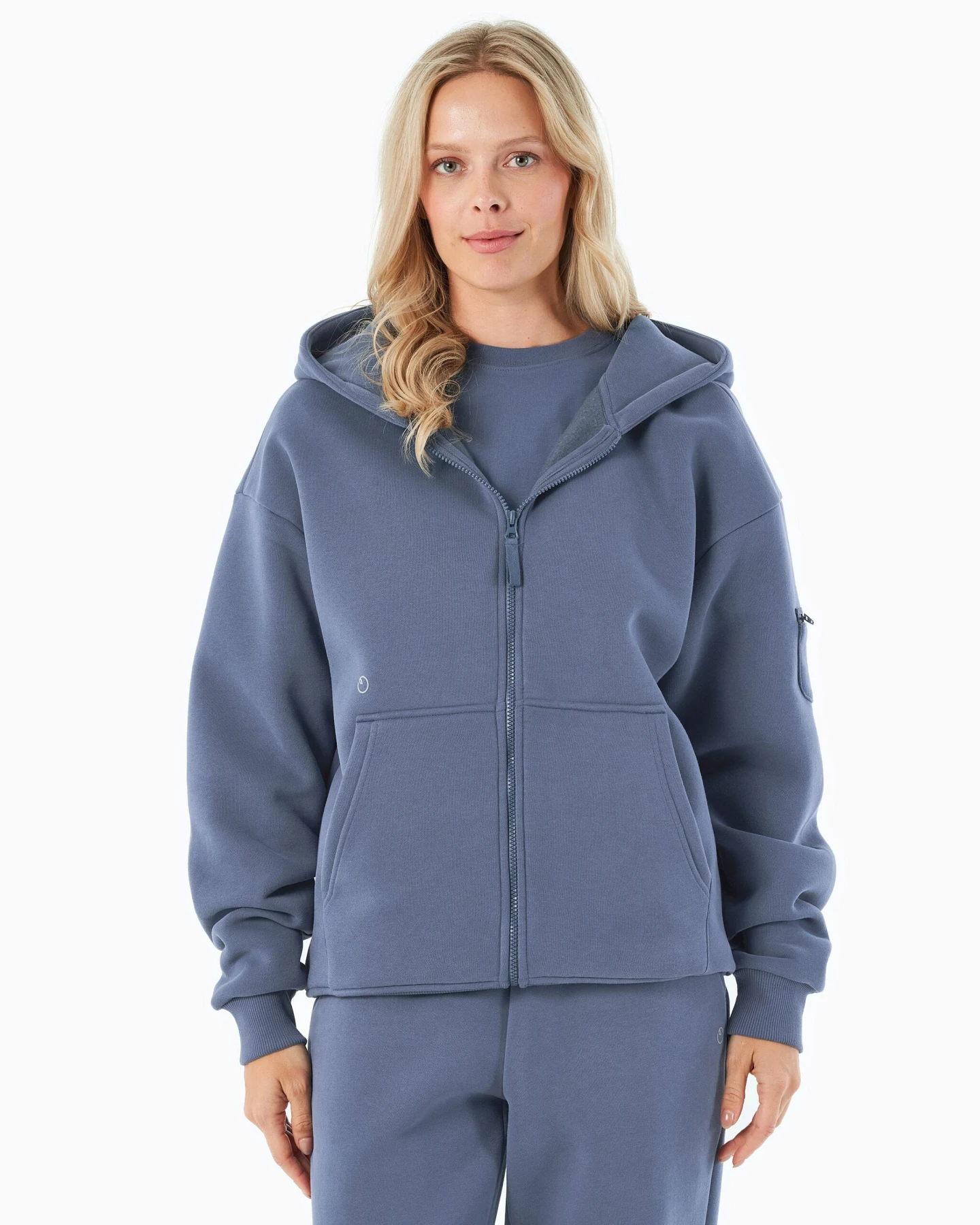 ORGANICATION Herren vegan Hoodie Full Zip Jenna Soft Indigo – Ansicht 2