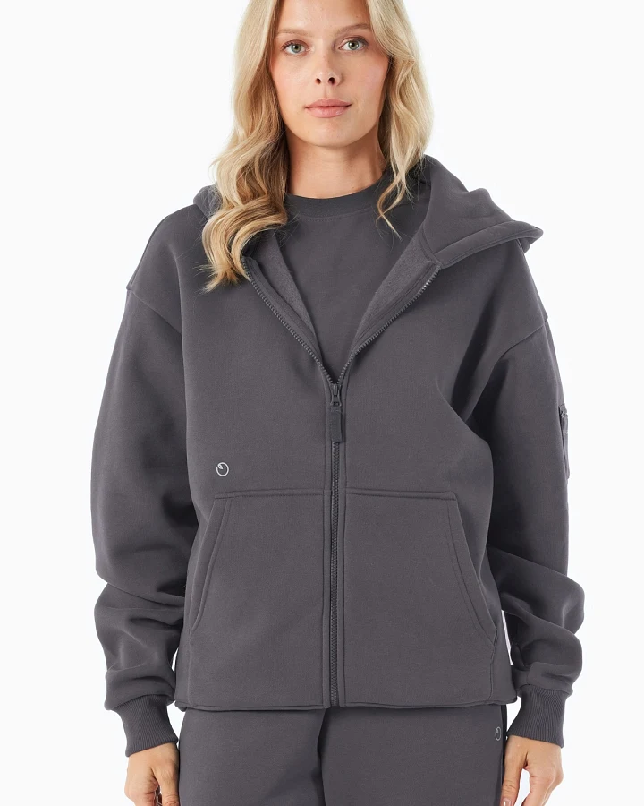 ORGANICATION Herren vegan Hoodie Full Zip Jenna Shadow Grey