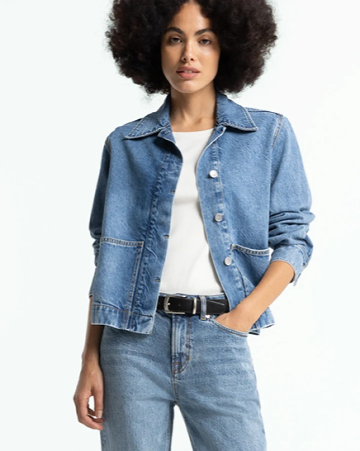 Kings of Indigo Damen vegan Jacke Ota Cindy Mid Washed Blau