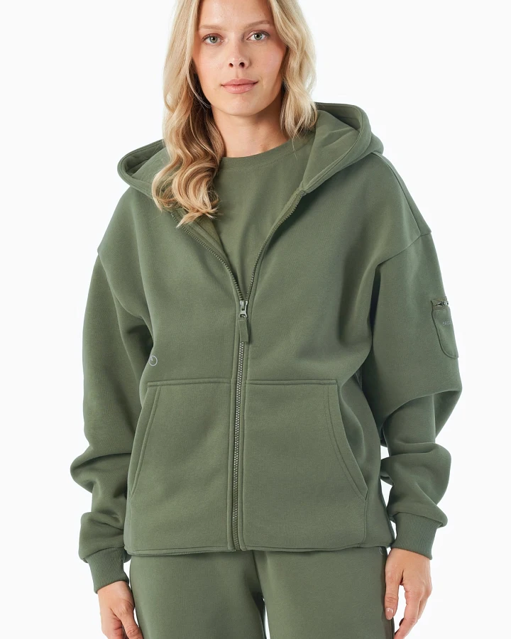 ORGANICATION Herren vegan Hoodie Full Zip Jenna Olive