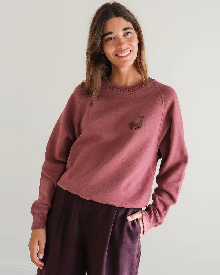 TWOTHIRDS Damen vegan Sweatshirt Leskov Burnt Berry