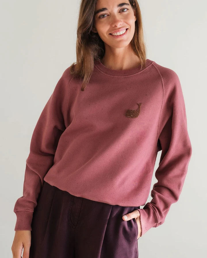 TWOTHIRDS Damen vegan Sweatshirt Leskov Burnt Berry