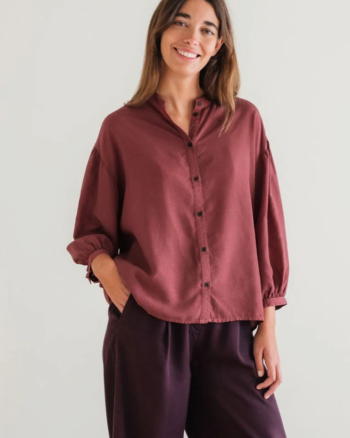 TWOTHIRDS Damen vegan Hemd Gabriela Burnt Berry