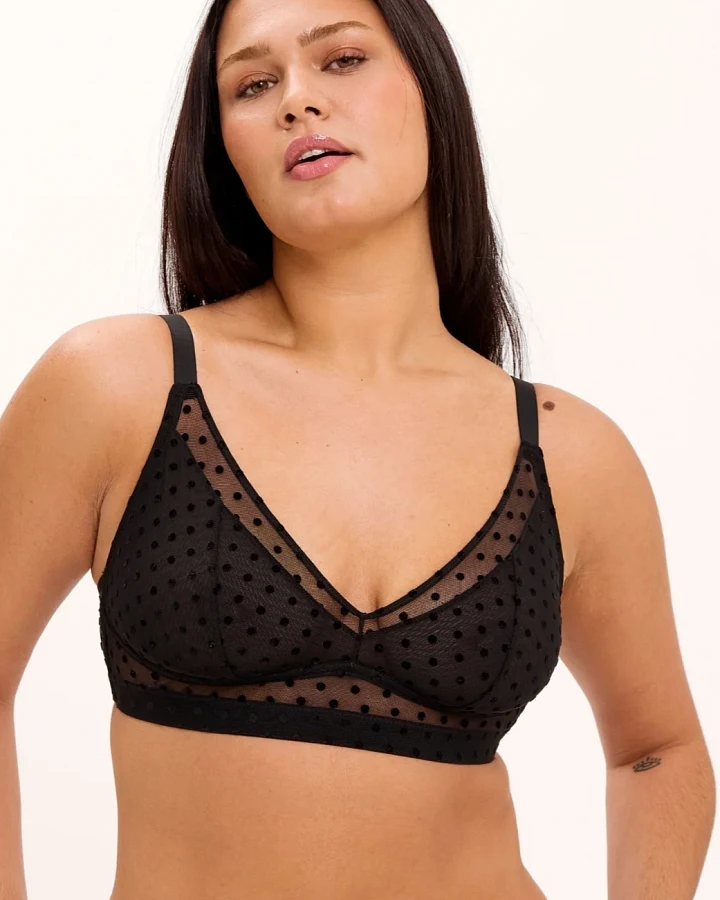 Understatement Damen vegan Bh Mesh Support Plus Black Dots