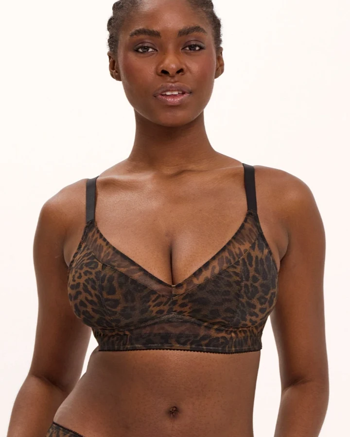 Understatement Damen vegan Bh Mesh Support Plus Dark Leopard