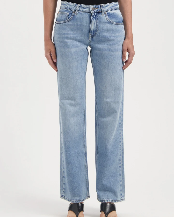 MUD Jeans Damen vegan Jeans Carry Mid Straight Light Stone Vintage