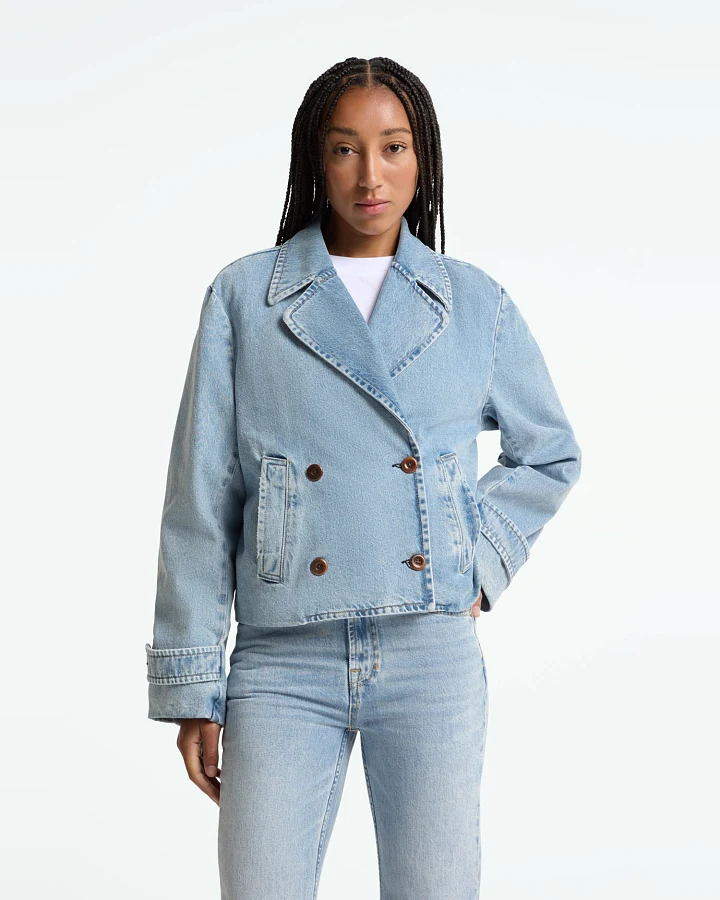 Kings of Indigo Damen vegan Jacke Kyrene Blau Reef Super Light Washed Blau
