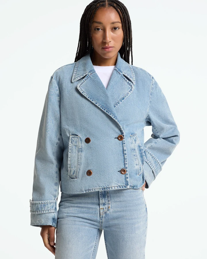 Kings of Indigo Damen vegan Jacke Kyrene Blau Reef Super Light Washed Blau