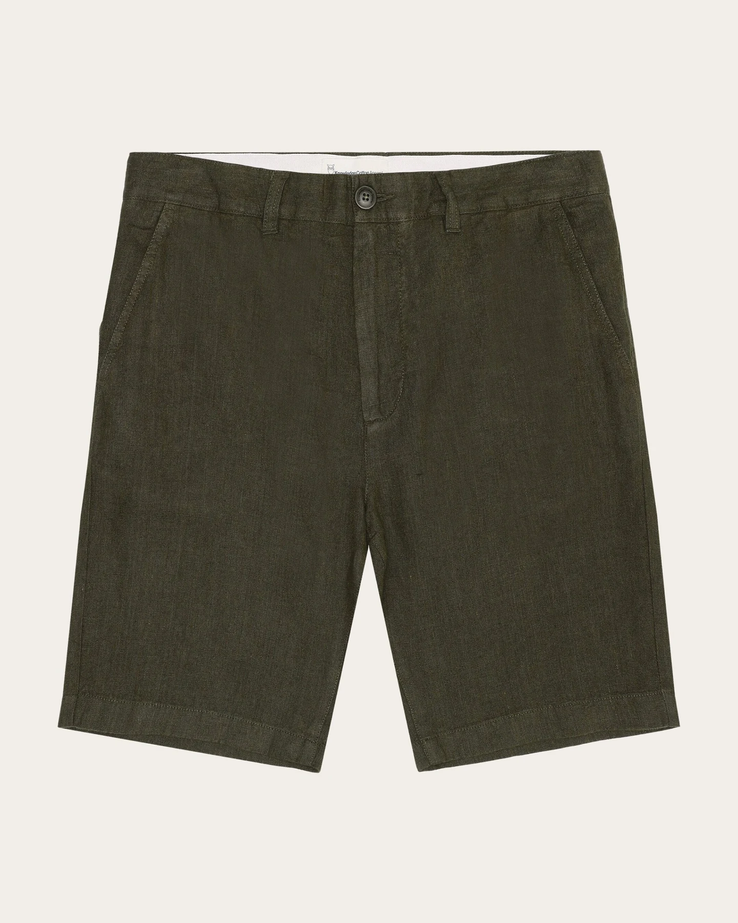 KnowledgeCotton Apparel Herren vegan Shorts Chuck Regular Leinen Gebrannte Olive – Ansicht 2
