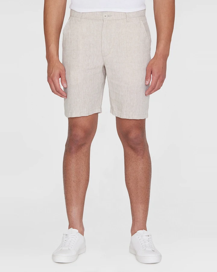 KnowledgeCotton Apparel Herren vegan Shorts Chuck Regular Leinen Helles Federkleid Grau