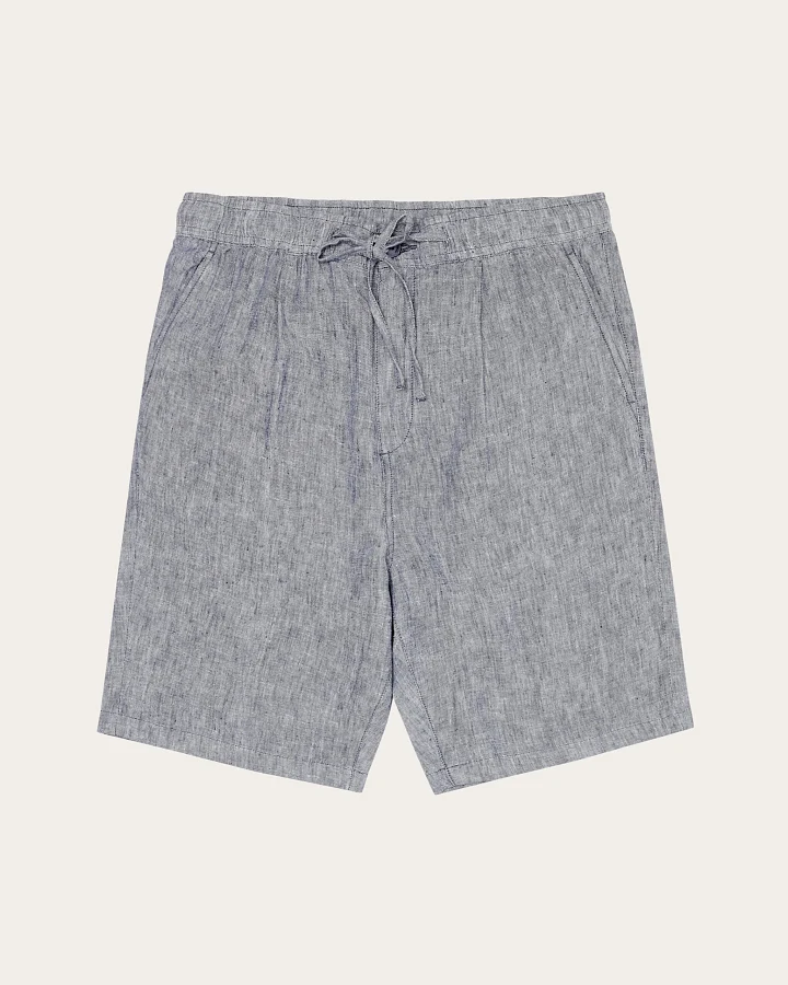 KnowledgeCotton Apparel Herren vegan Shorts Lose Leinen Vintage Indigo