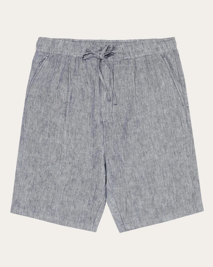 KnowledgeCotton Apparel Herren vegan Shorts Lose Leinen Vintage Indigo