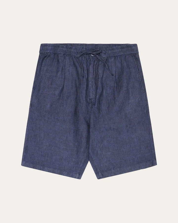 KnowledgeCotton Apparel Herren vegan Shorts Lose Leinen Total Eclipse
