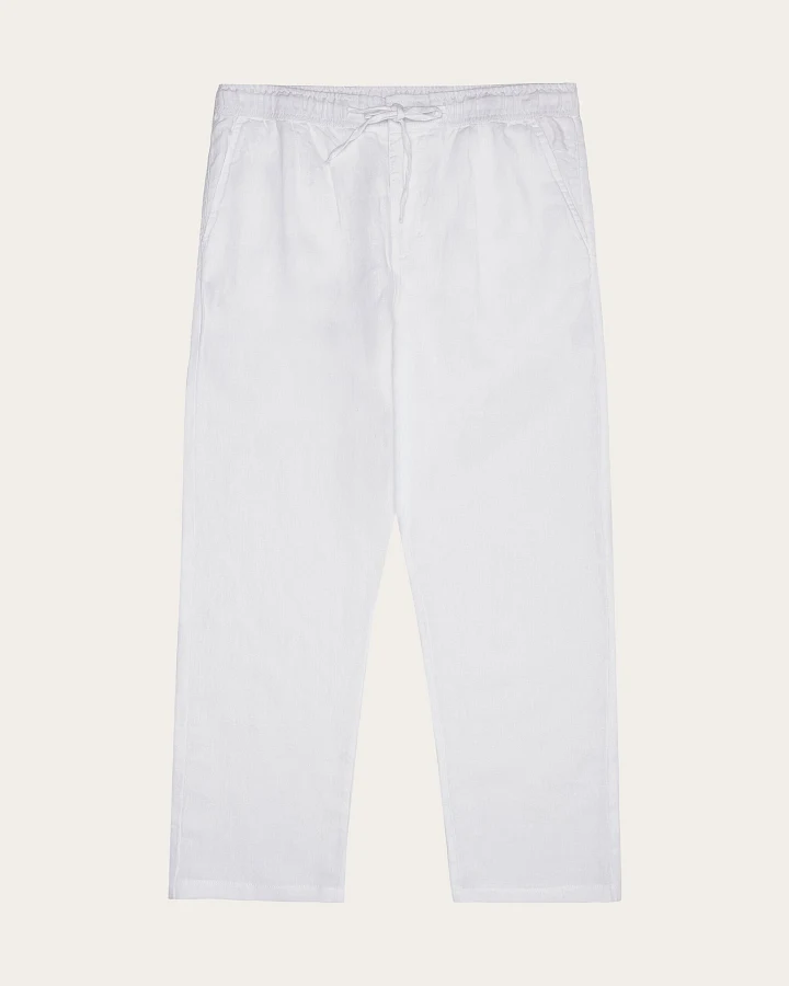 KnowledgeCotton Apparel Herren vegan Hose Loose Leinen Hellweiß