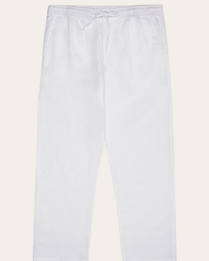 KnowledgeCotton Apparel Herren vegan Hose Loose Leinen Hellweiß