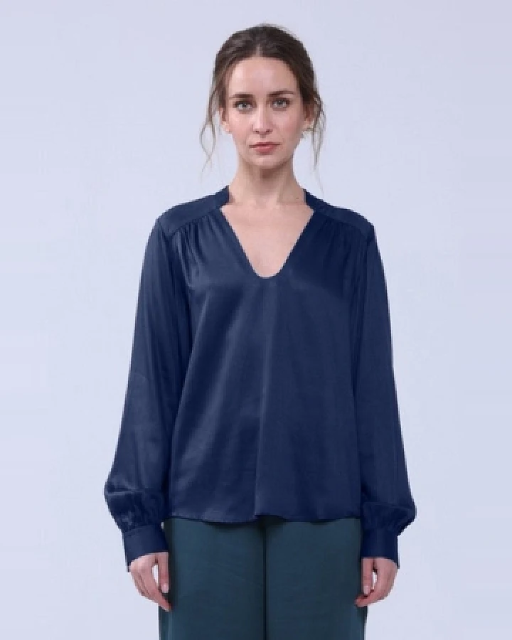 Neu Nomads Damen vegan Bluse Langarm Lotta Mitternacht