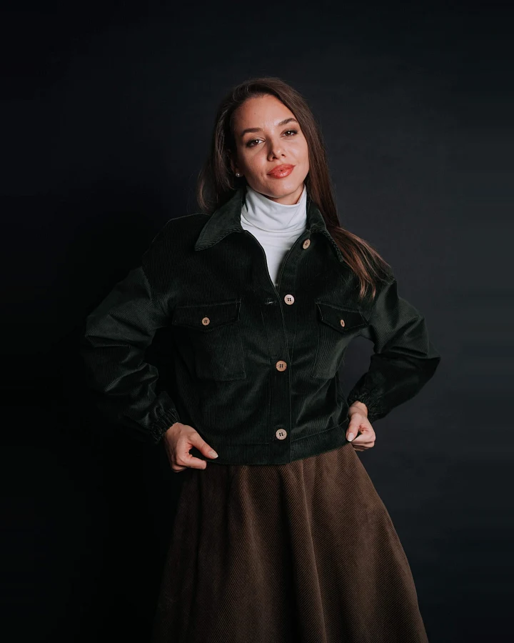 De IONESCU Damen vegan Jacke Corduroy Sibiel Grün