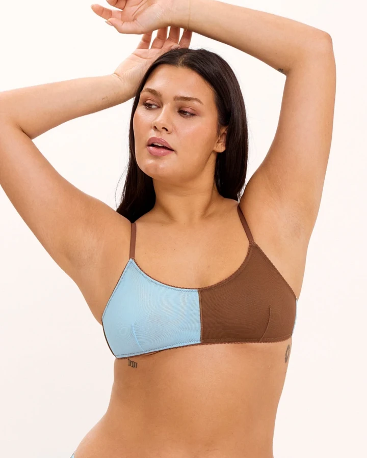 Understatement Damen vegan Bralette Mesh Scoop Sky/Mocha