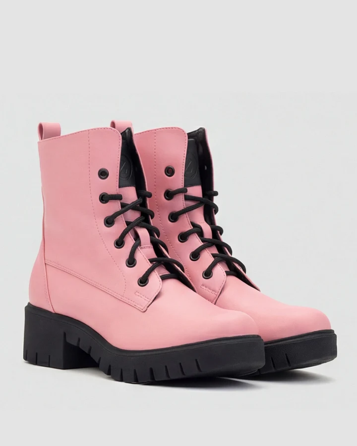 BOHEMA Damen vegan Stiefel Worker No. 3 Rosa