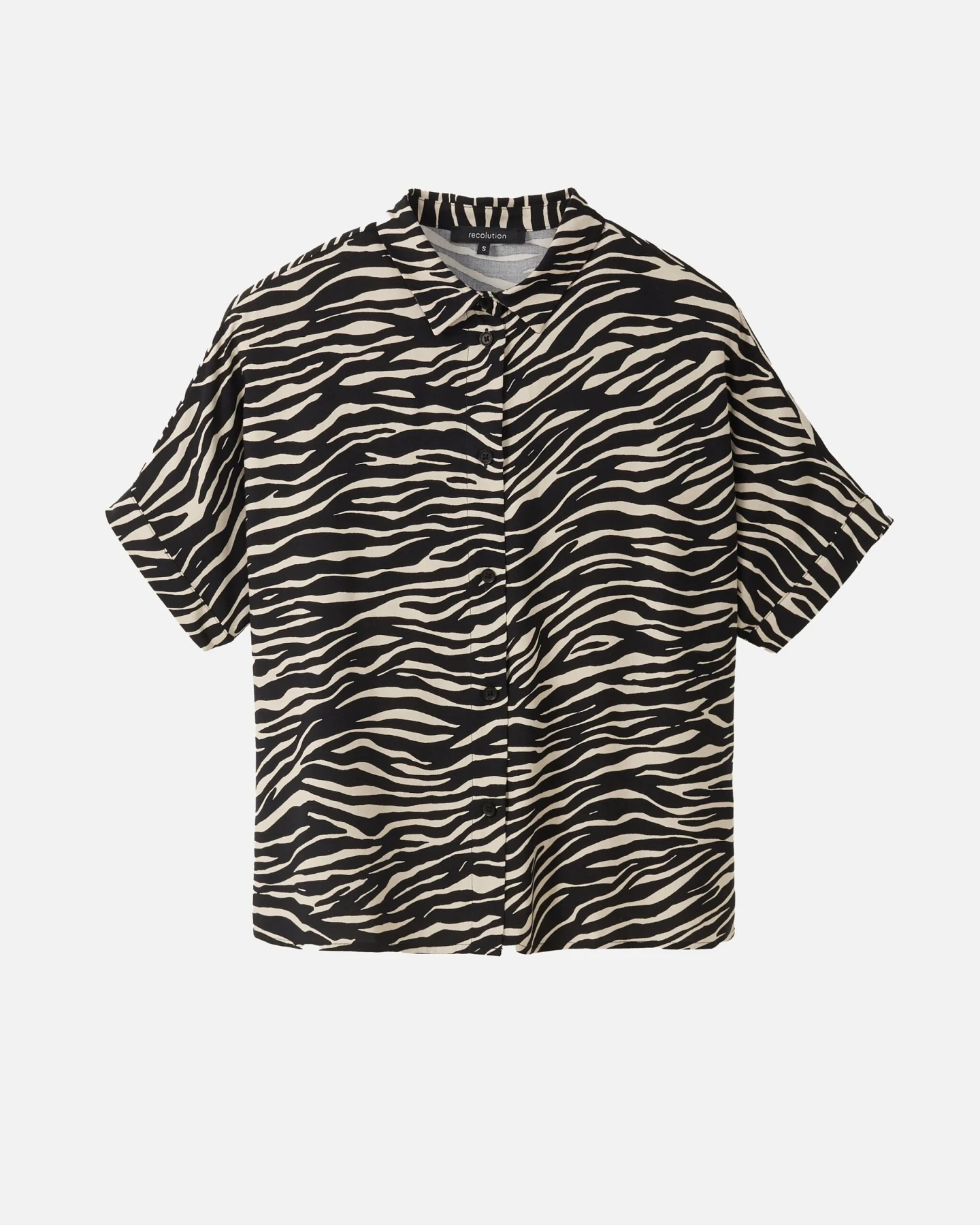 Recolution Damen vegan Shirt Lotus Zebra Schwarz – Ansicht 2