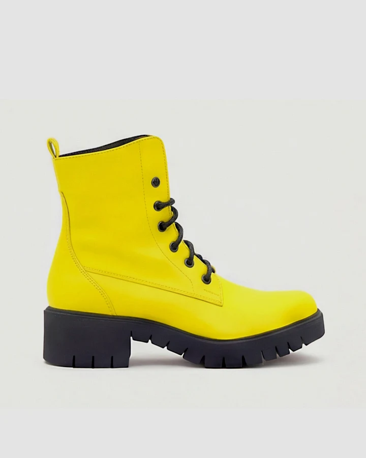 BOHEMA Damen vegan Stiefel Workers Nr. 3 Gelb