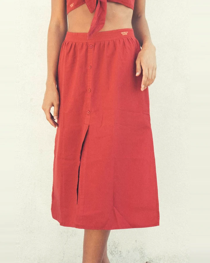 Vanilla Sand Damen vegan Midirock Comporta Hohe Taille Berry